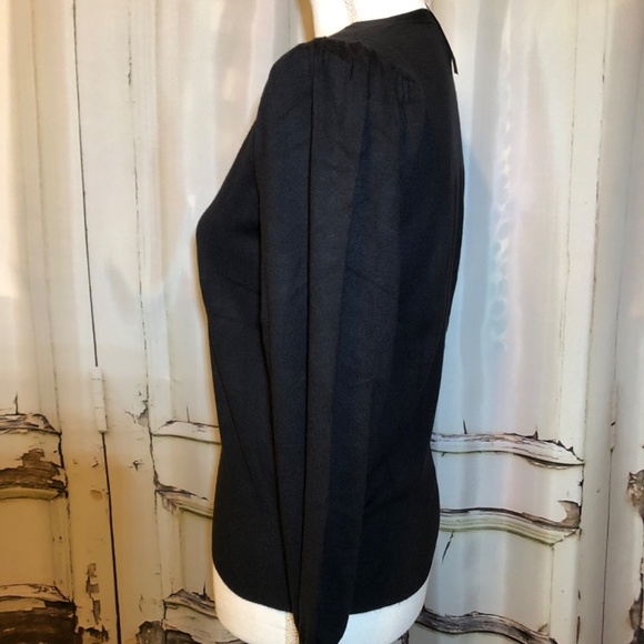 NWT! Ann Taylor Factory Black Balloon Sleeve V-Neck Cardigan - Size Small - Picture 2 of 5